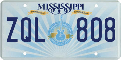 MS license plate ZQL808