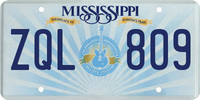 MS license plate ZQL809