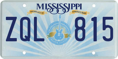 MS license plate ZQL815