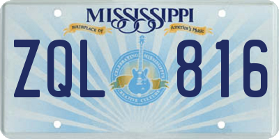 MS license plate ZQL816