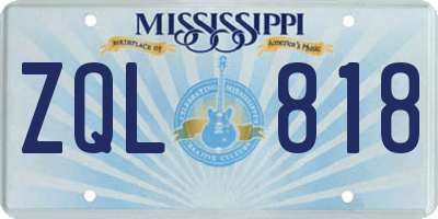 MS license plate ZQL818