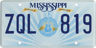 MS license plate ZQL819