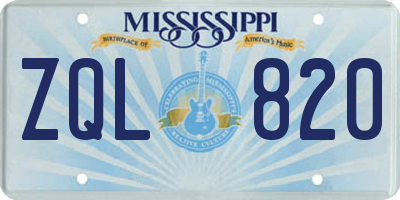 MS license plate ZQL820