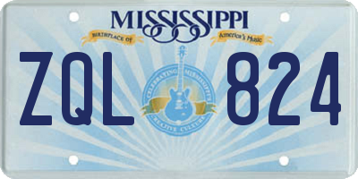 MS license plate ZQL824