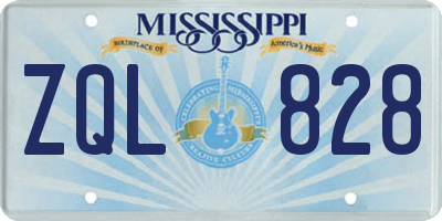 MS license plate ZQL828