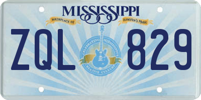 MS license plate ZQL829