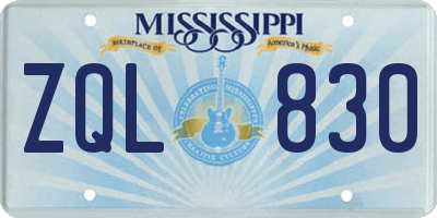 MS license plate ZQL830