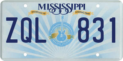 MS license plate ZQL831