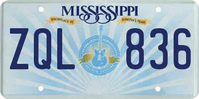 MS license plate ZQL836