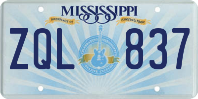 MS license plate ZQL837