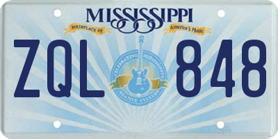 MS license plate ZQL848