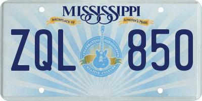 MS license plate ZQL850