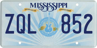 MS license plate ZQL852