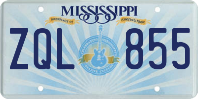 MS license plate ZQL855