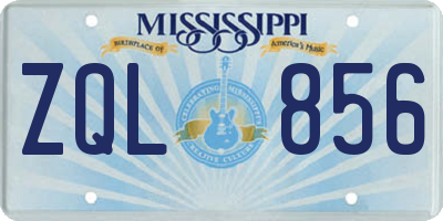 MS license plate ZQL856