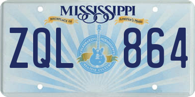 MS license plate ZQL864