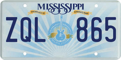 MS license plate ZQL865