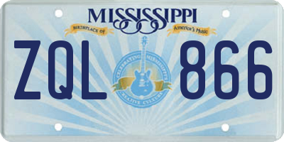 MS license plate ZQL866