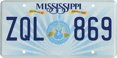 MS license plate ZQL869