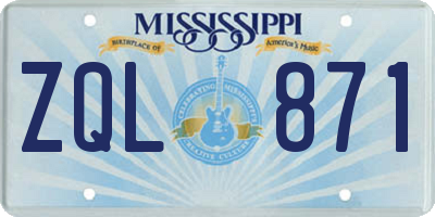 MS license plate ZQL871