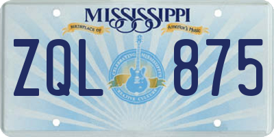 MS license plate ZQL875