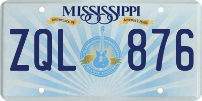 MS license plate ZQL876