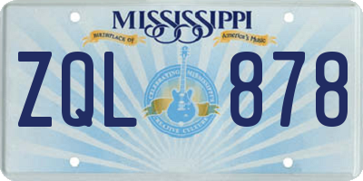 MS license plate ZQL878