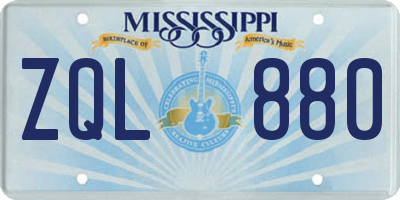 MS license plate ZQL880