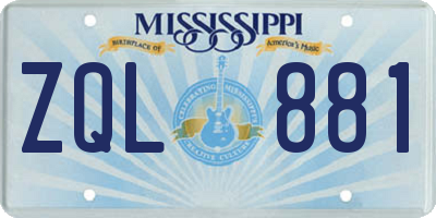 MS license plate ZQL881