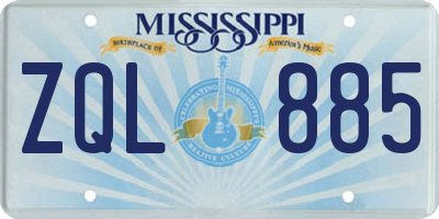 MS license plate ZQL885