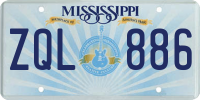 MS license plate ZQL886