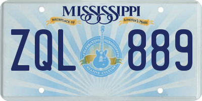 MS license plate ZQL889