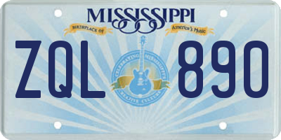 MS license plate ZQL890