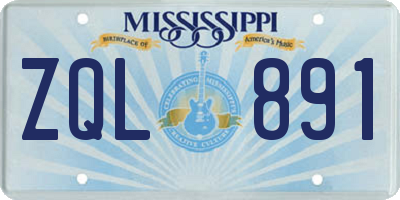 MS license plate ZQL891