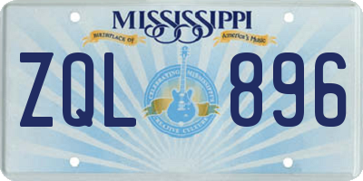 MS license plate ZQL896