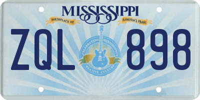 MS license plate ZQL898