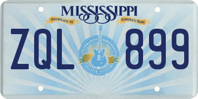 MS license plate ZQL899