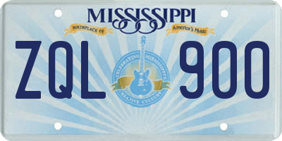 MS license plate ZQL900