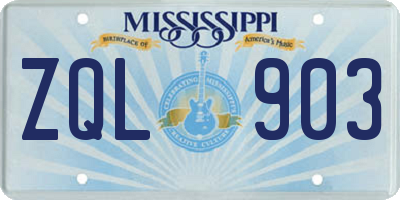 MS license plate ZQL903