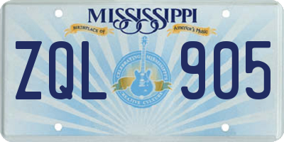 MS license plate ZQL905