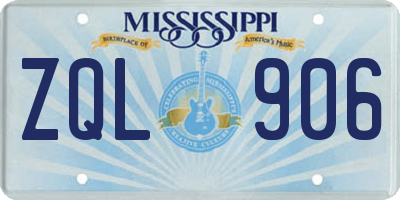 MS license plate ZQL906