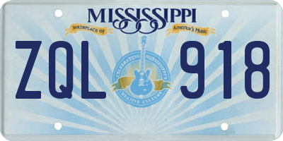 MS license plate ZQL918