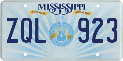 MS license plate ZQL923