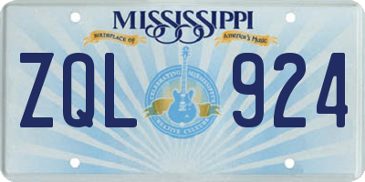 MS license plate ZQL924