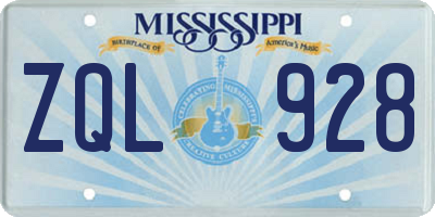 MS license plate ZQL928