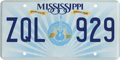 MS license plate ZQL929