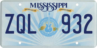 MS license plate ZQL932