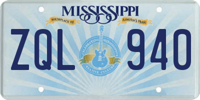 MS license plate ZQL940