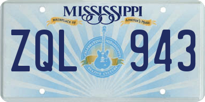 MS license plate ZQL943