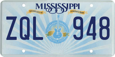 MS license plate ZQL948